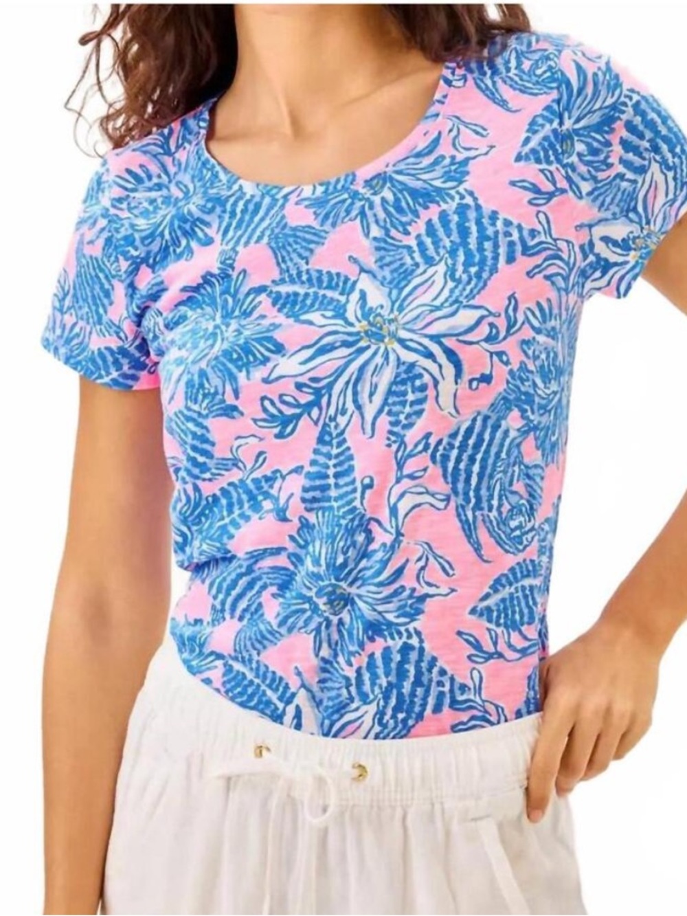 NWT Lilly Pulitzer etta scoop-neck top in conch shell pink up scale size L
